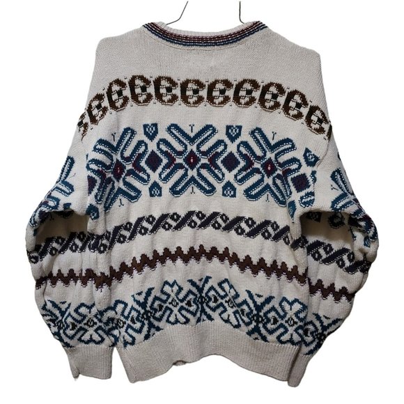 Vintage 417 Van Heusen Sweater Mens Large Fair Isle Pullover Grandpa 90s Cotton - Picture 7 of 8